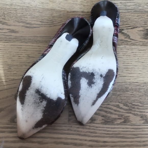 Plaid pump d’orsay pointed pointy toe stiletto dress buckle shoe vintage leather - Picture 10 of 14